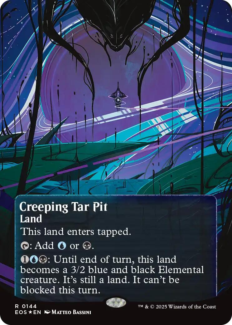 Creeping Tar Pit (0144) (Borderless) (Galaxy Foil) [Edge of Eternities: Stellar Sights] | Tabernacle Games