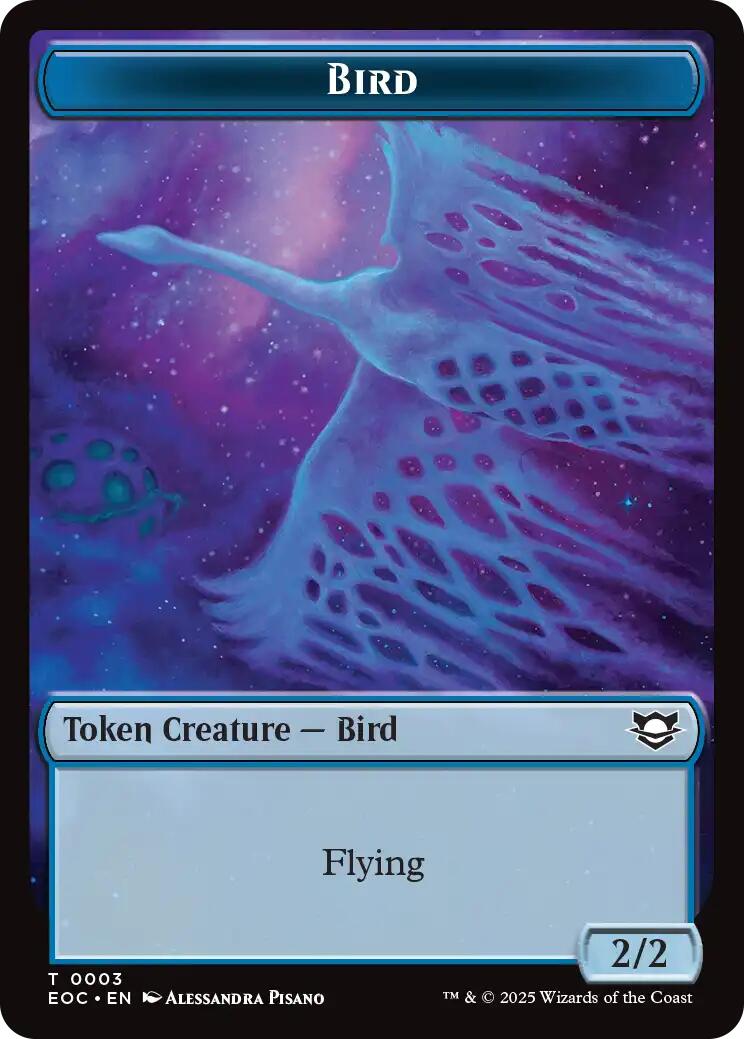 Bird // Golem (0012) Double-Sided Token [Edge of Eternities Commander Tokens] | Tabernacle Games