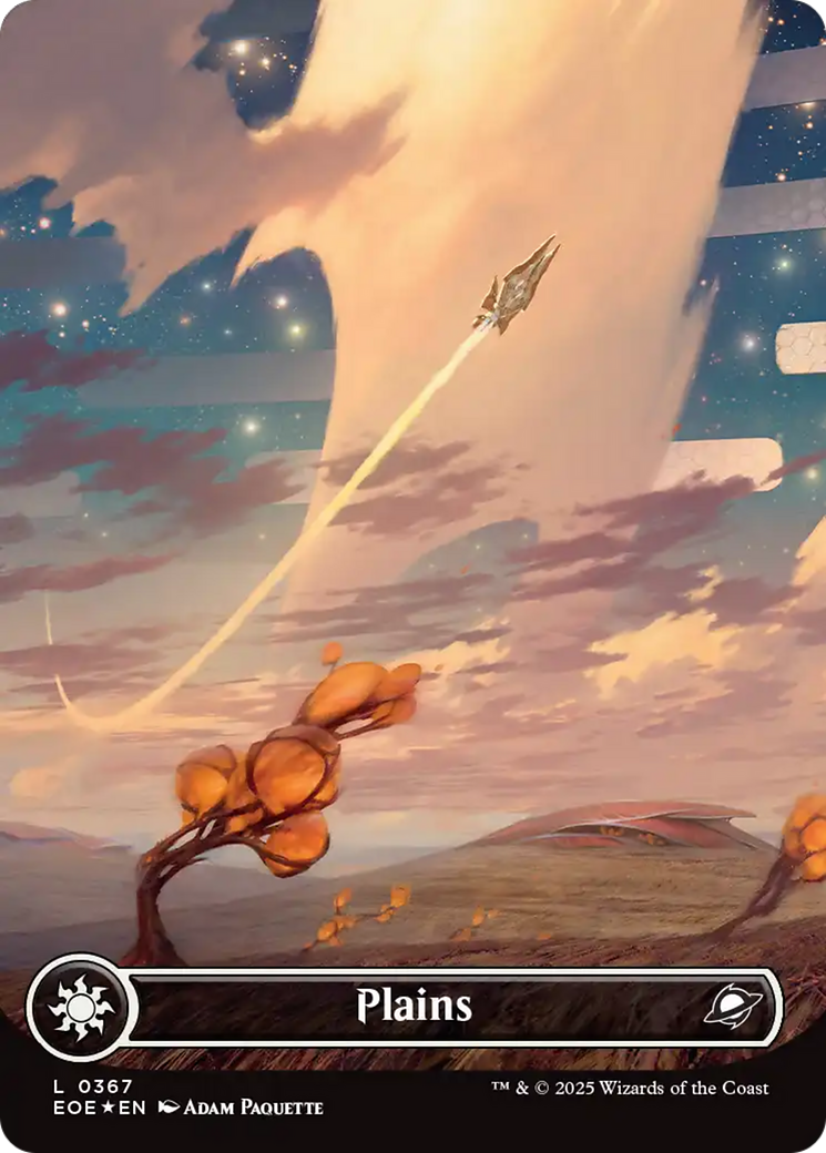 Plains (0367) (Borderless) (Galaxy Foil) [Edge of Eternities] | Tabernacle Games