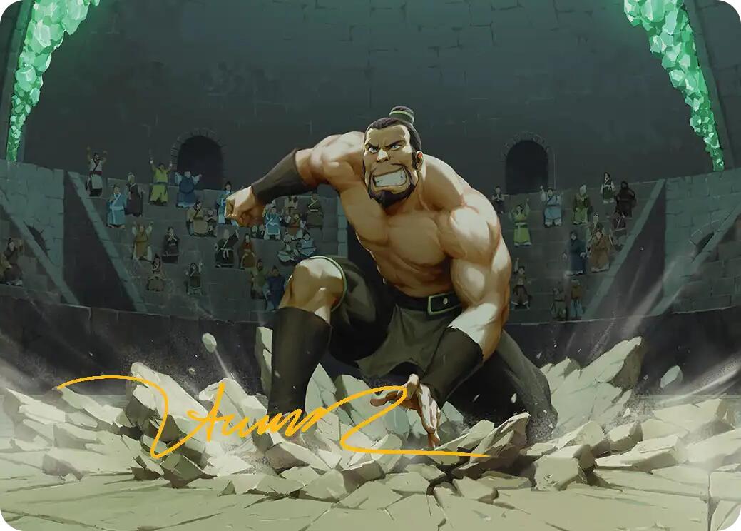 The Boulder, Ready to Rumble Art Card (Gold-Stamped Signature) [Avatar: The Last Airbender Art Series] | Tabernacle Games