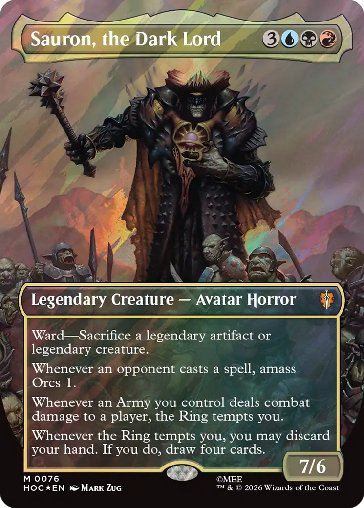 Sauron, the Dark Lord (Borderless) (Surge Foil) [The Hobbit: Eternal-Legal] | Tabernacle Games