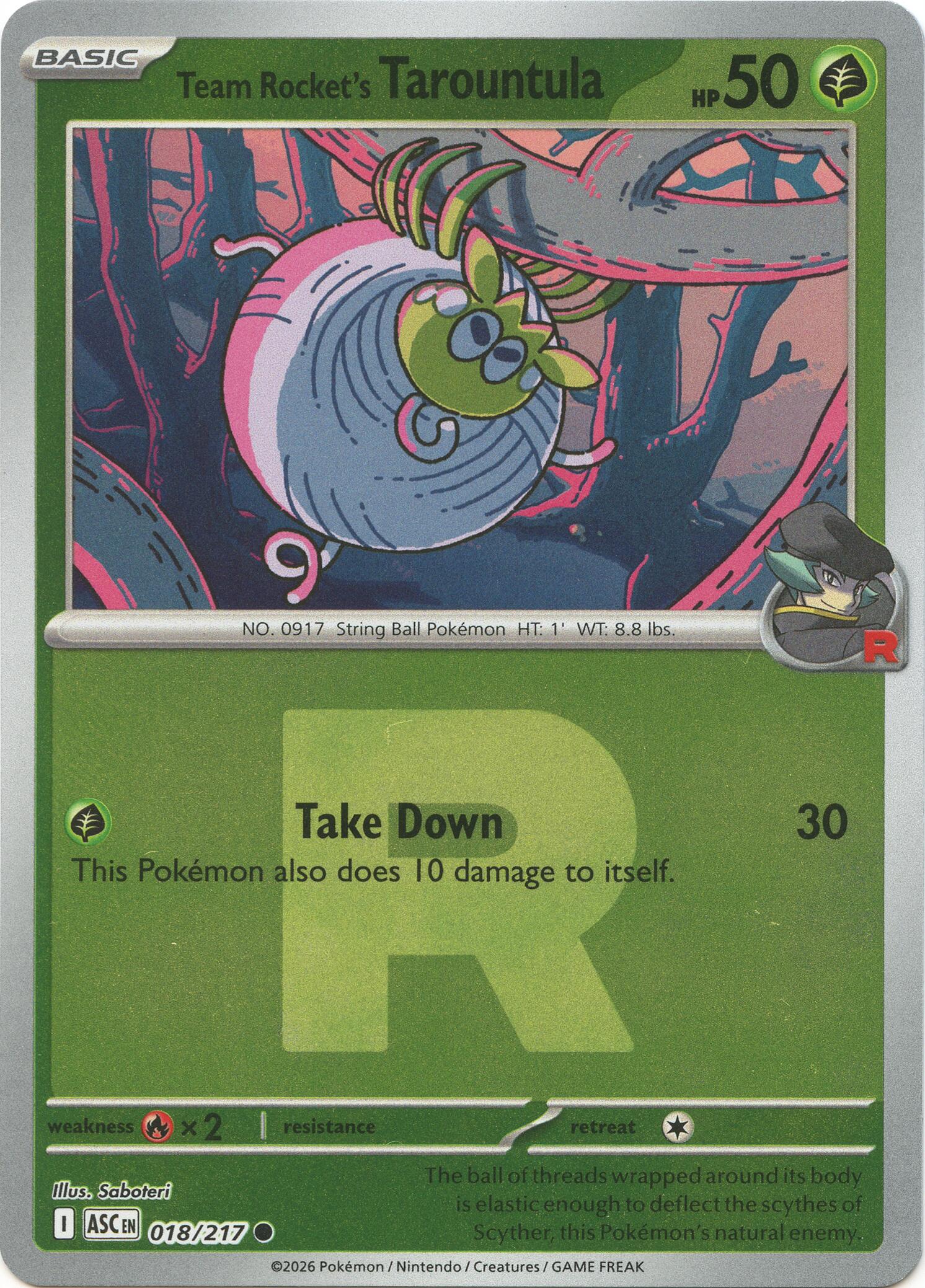 Team Rocket's Tarountula (018/217) (Team Rocket) [Mega Evolution: Ascended Heroes] | Tabernacle Games