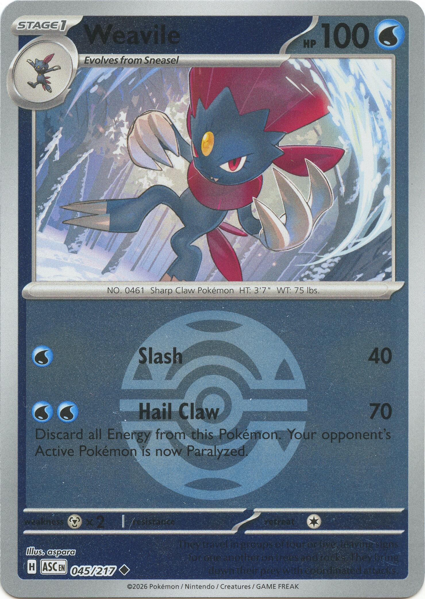 Weavile (045/217) (Dusk Ball) [Mega Evolution: Ascended Heroes] | Tabernacle Games