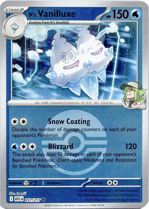 N's Vanilluxe (051/217) (Poke Ball) [Mega Evolution: Ascended Heroes] | Tabernacle Games