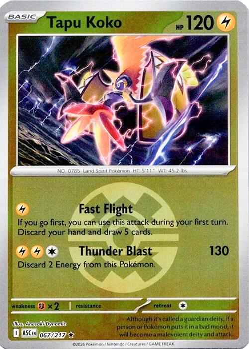 Tapu Koko (067/217) (Quick Ball) [Mega Evolution: Ascended Heroes] | Tabernacle Games