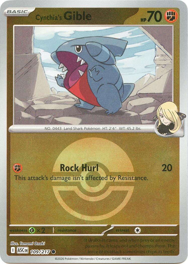 Cynthia's Gible (109/217) (Poke Ball) [Mega Evolution: Ascended Heroes] | Tabernacle Games