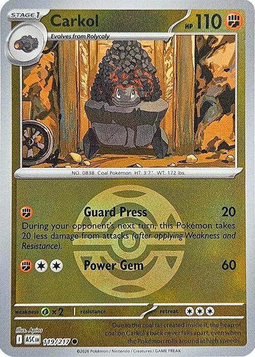 Carkol (119/217) (Dusk Ball) [Mega Evolution: Ascended Heroes] | Tabernacle Games