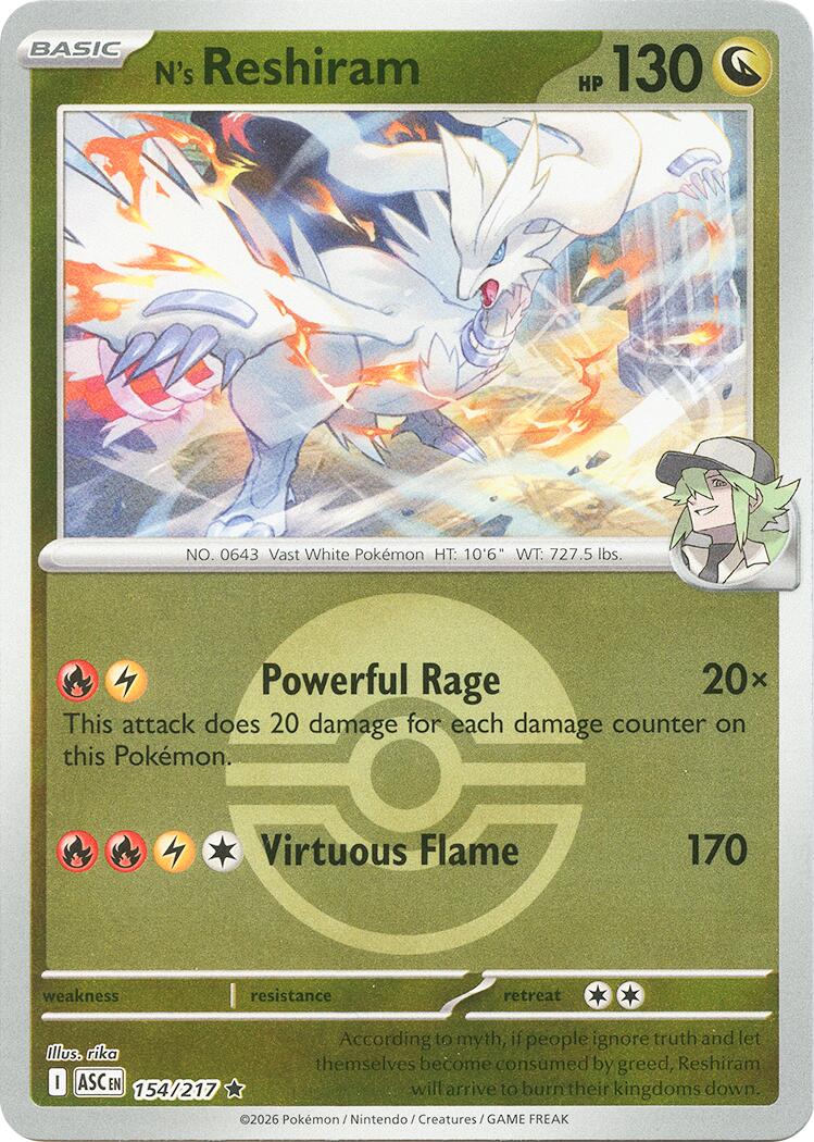 N's Reshiram (154/217) (Poke Ball) [Mega Evolution: Ascended Heroes] | Tabernacle Games