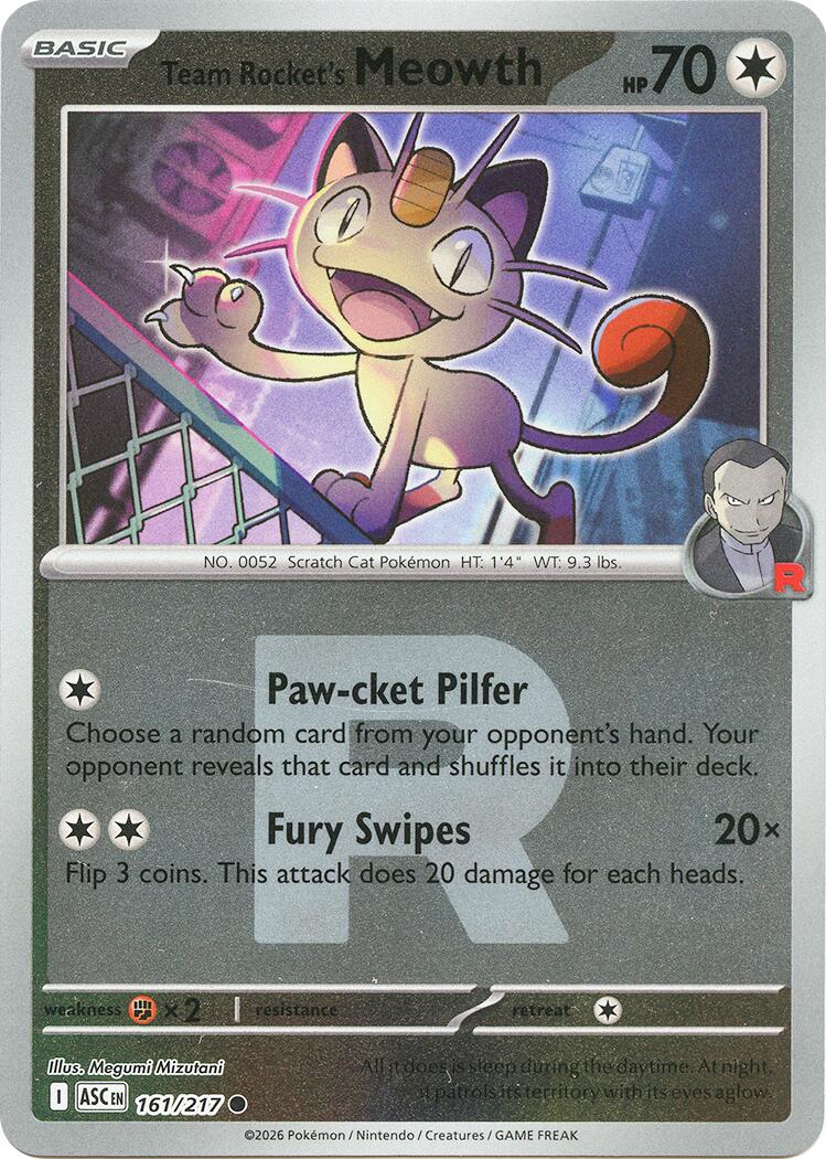 Team Rocket's Meowth (161/217) (Team Rocket) [Mega Evolution: Ascended Heroes] | Tabernacle Games