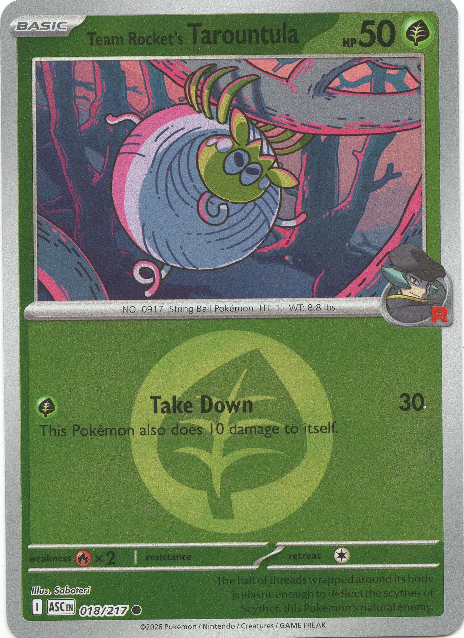 Team Rocket's Tarountula (018/217) (Energy Symbol Pattern) [Mega Evolution: Ascended Heroes] | Tabernacle Games