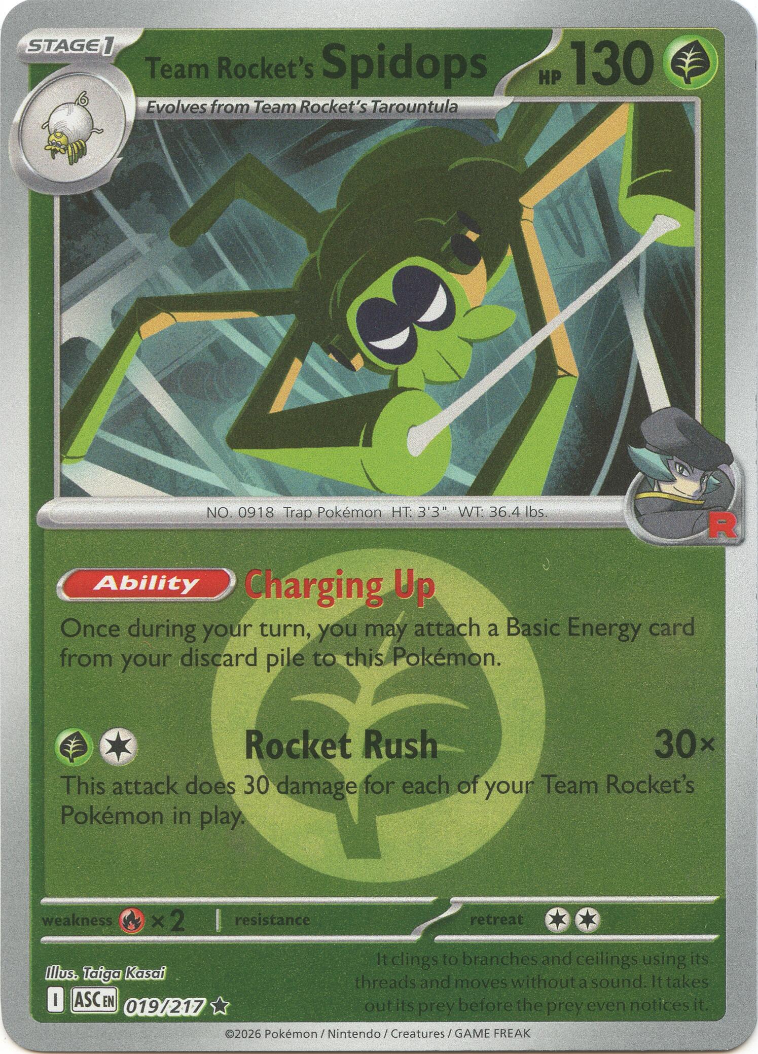 Team Rocket's Spidops (019/217) (Energy Symbol Pattern) [Mega Evolution: Ascended Heroes] | Tabernacle Games