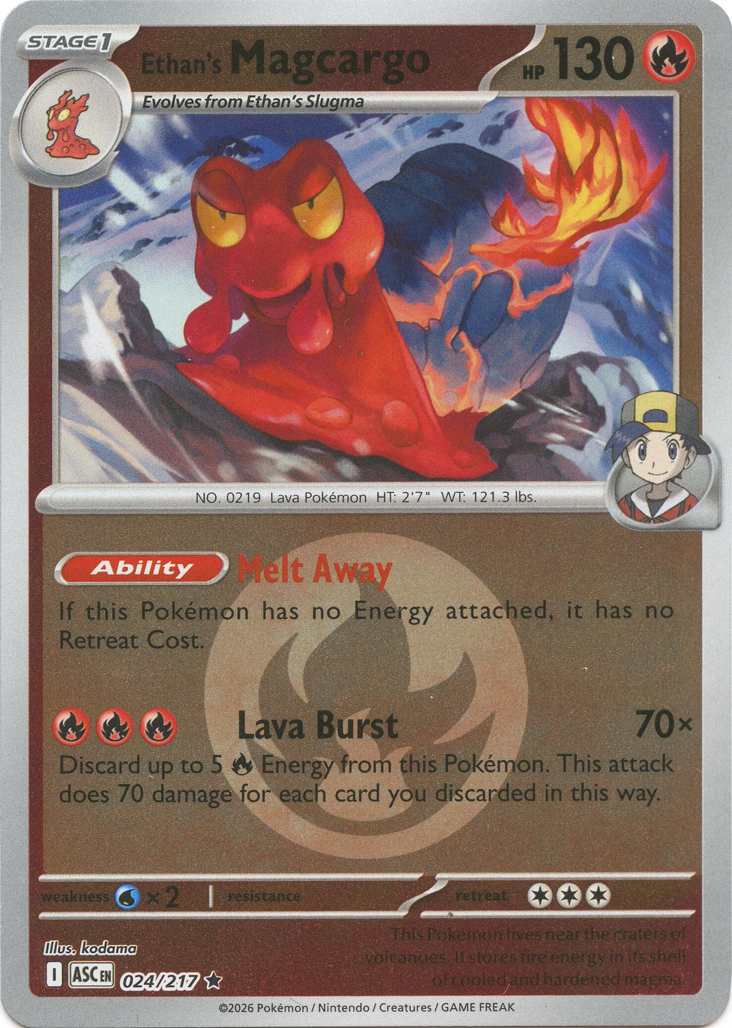 Ethan's Magcargo (024/217) (Energy Symbol Pattern) [Mega Evolution: Ascended Heroes] | Tabernacle Games