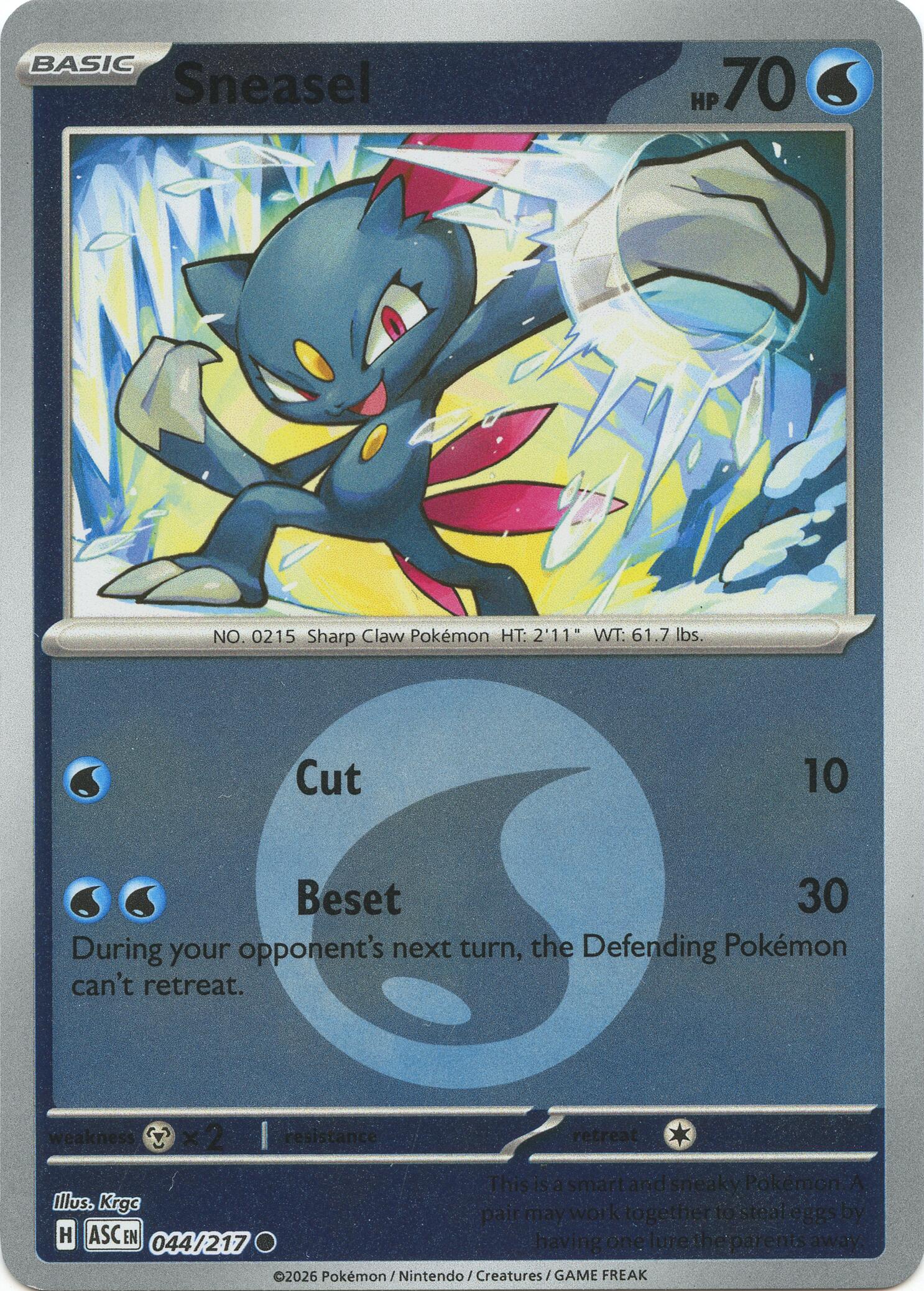 Sneasel (044/217) (Energy Symbol Pattern) [Mega Evolution: Ascended Heroes] | Tabernacle Games