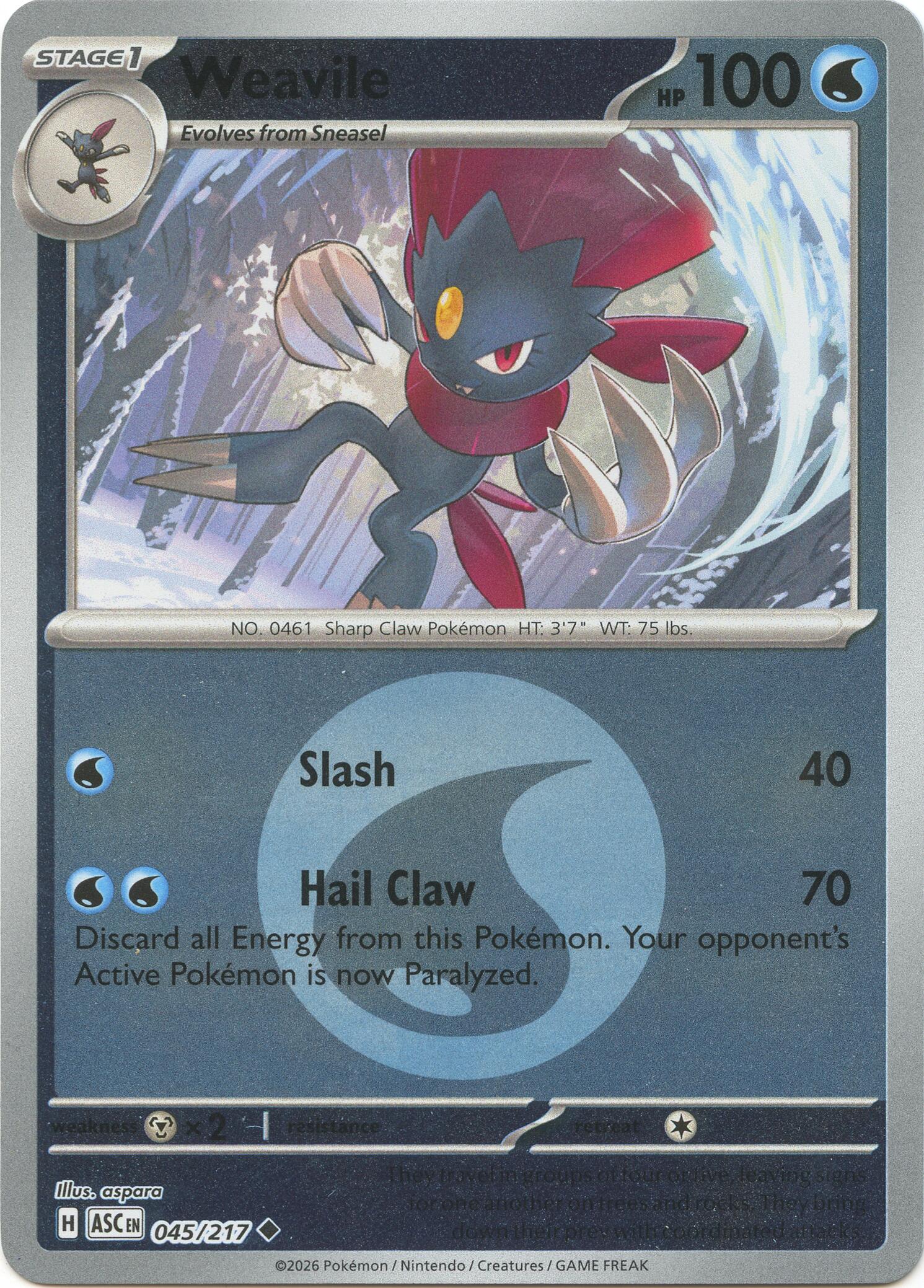 Weavile (045/217) (Energy Symbol Pattern) [Mega Evolution: Ascended Heroes] | Tabernacle Games