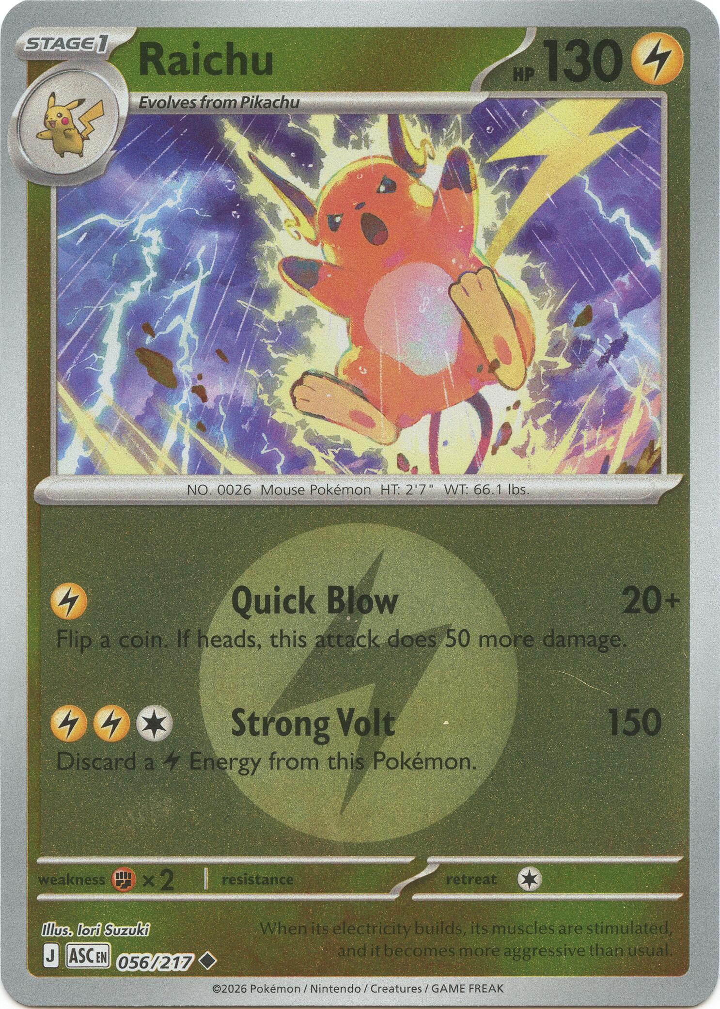Raichu (056/217) (Energy Symbol Pattern) [Mega Evolution: Ascended Heroes] | Tabernacle Games