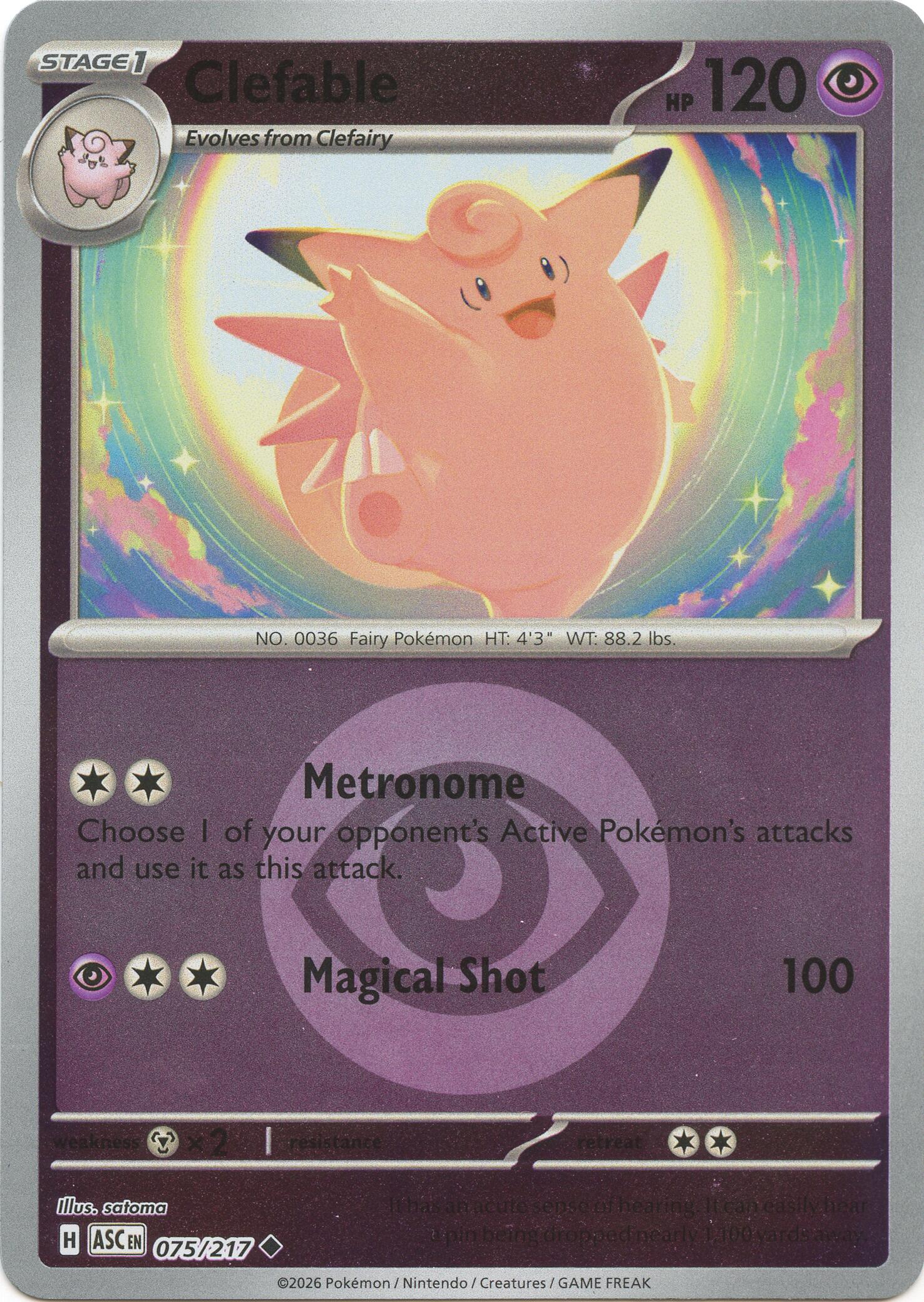 Clefable (075/217) (Energy Symbol Pattern) [Mega Evolution: Ascended Heroes] | Tabernacle Games