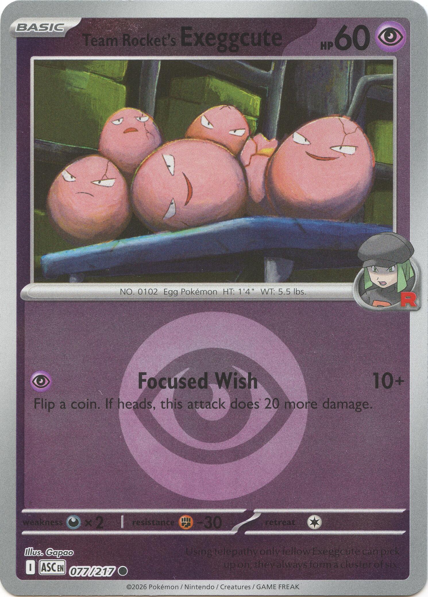 Team Rocket's Exeggcute (077/217) (Energy Symbol Pattern) [Mega Evolution: Ascended Heroes] | Tabernacle Games