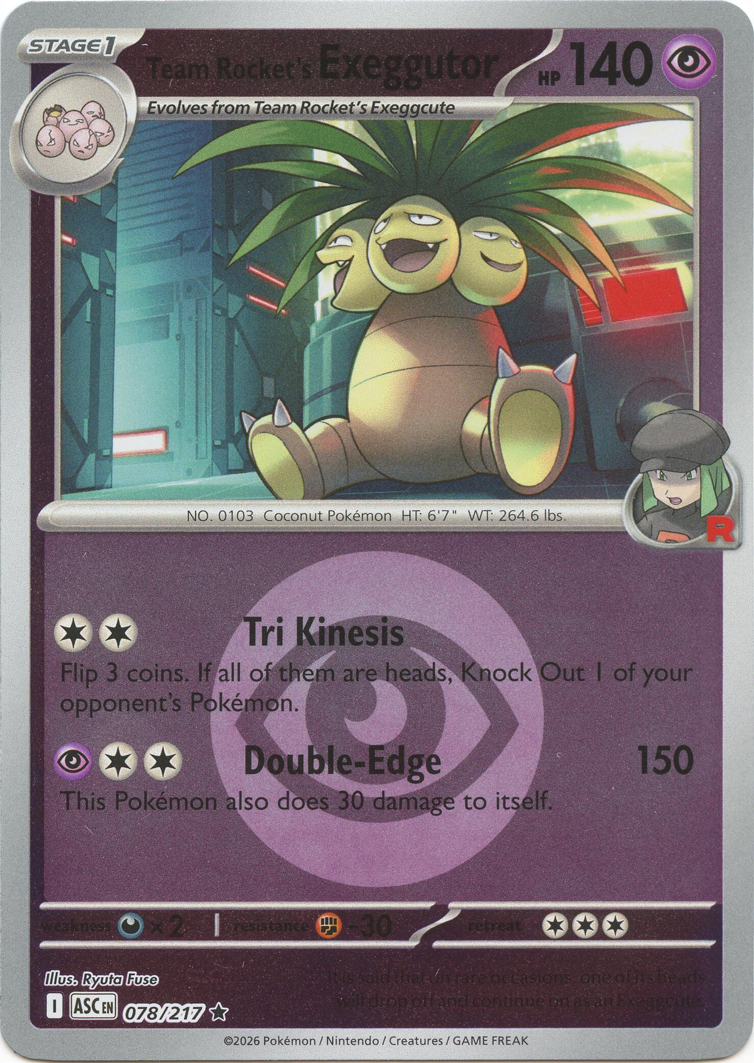 Team Rocket's Exeggutor (078/217) (Energy Symbol Pattern) [Mega Evolution: Ascended Heroes] | Tabernacle Games
