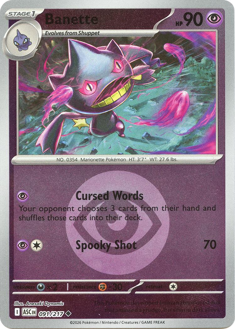 Banette (091/217) (Energy Symbol Pattern) [Mega Evolution: Ascended Heroes] | Tabernacle Games