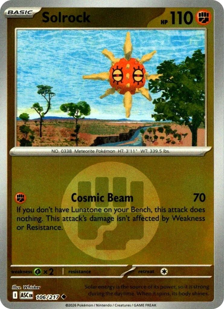 Solrock (106/217) (Energy Symbol Pattern) [Mega Evolution: Ascended Heroes] | Tabernacle Games