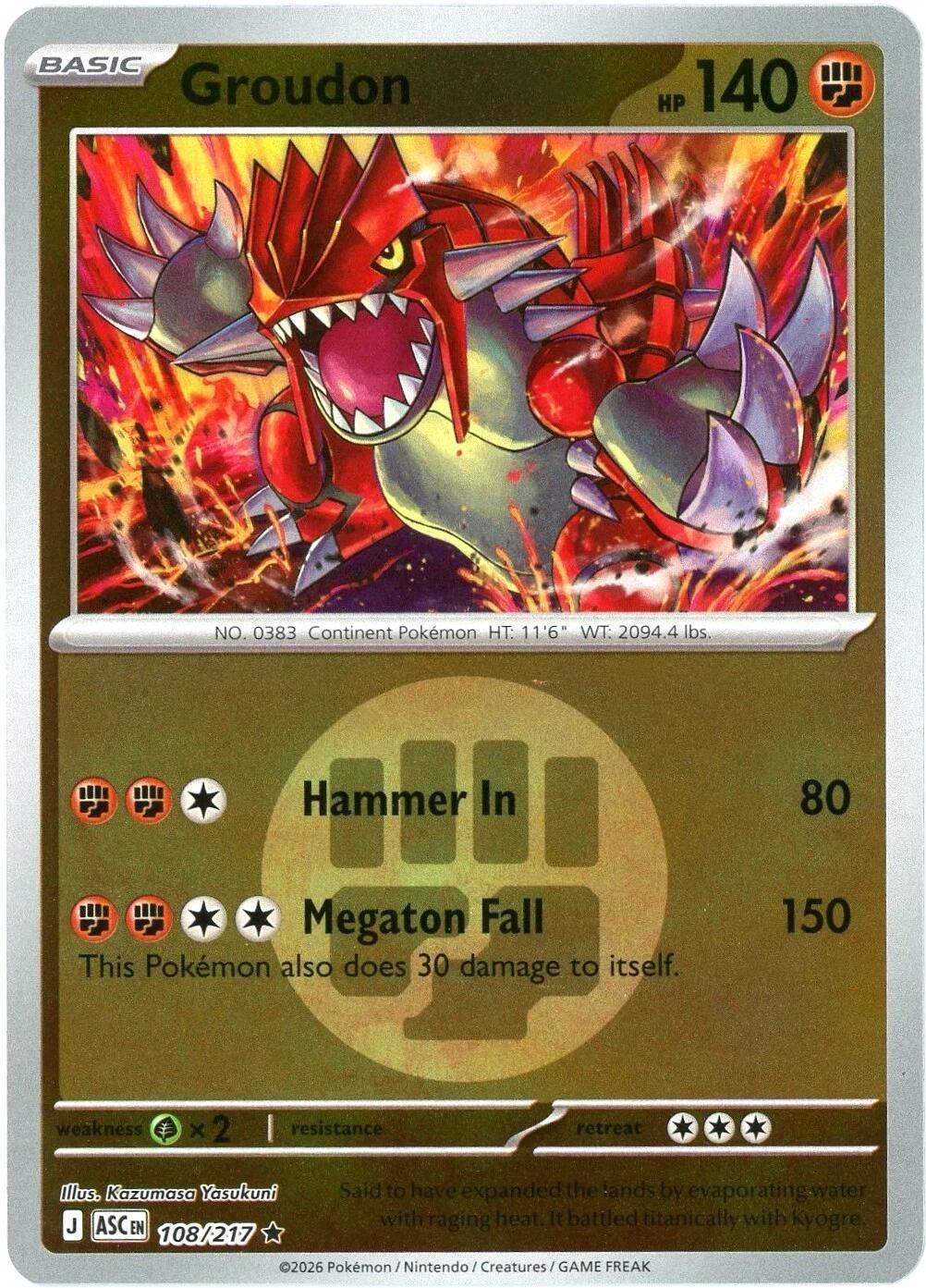 Groudon (108/217) (Energy Symbol Pattern) [Mega Evolution: Ascended Heroes] | Tabernacle Games
