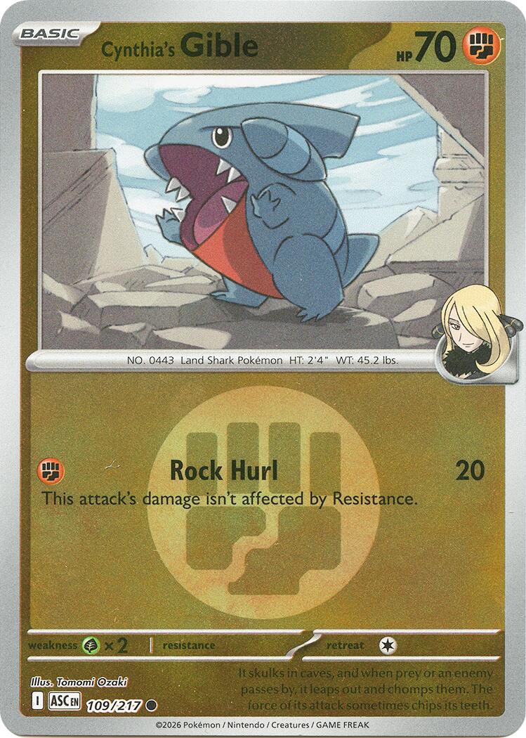 Cynthia's Gible (109/217) (Energy Symbol Pattern) [Mega Evolution: Ascended Heroes] | Tabernacle Games