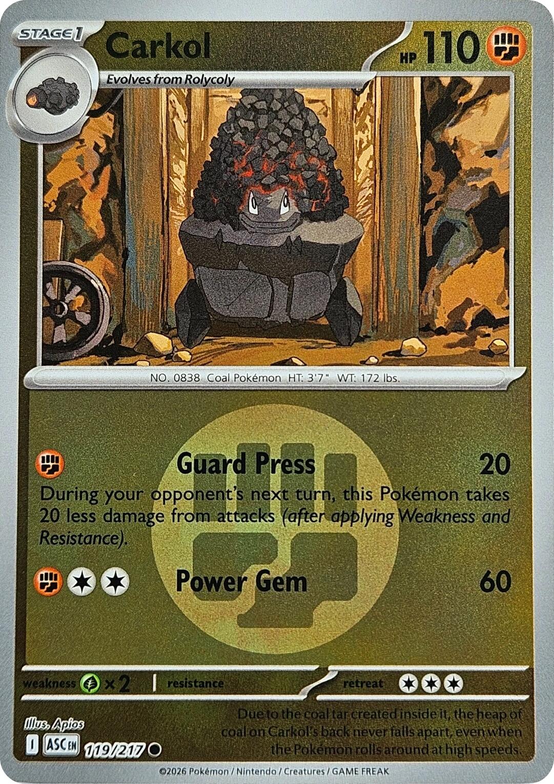 Carkol (119/217) (Energy Symbol Pattern) [Mega Evolution: Ascended Heroes] | Tabernacle Games