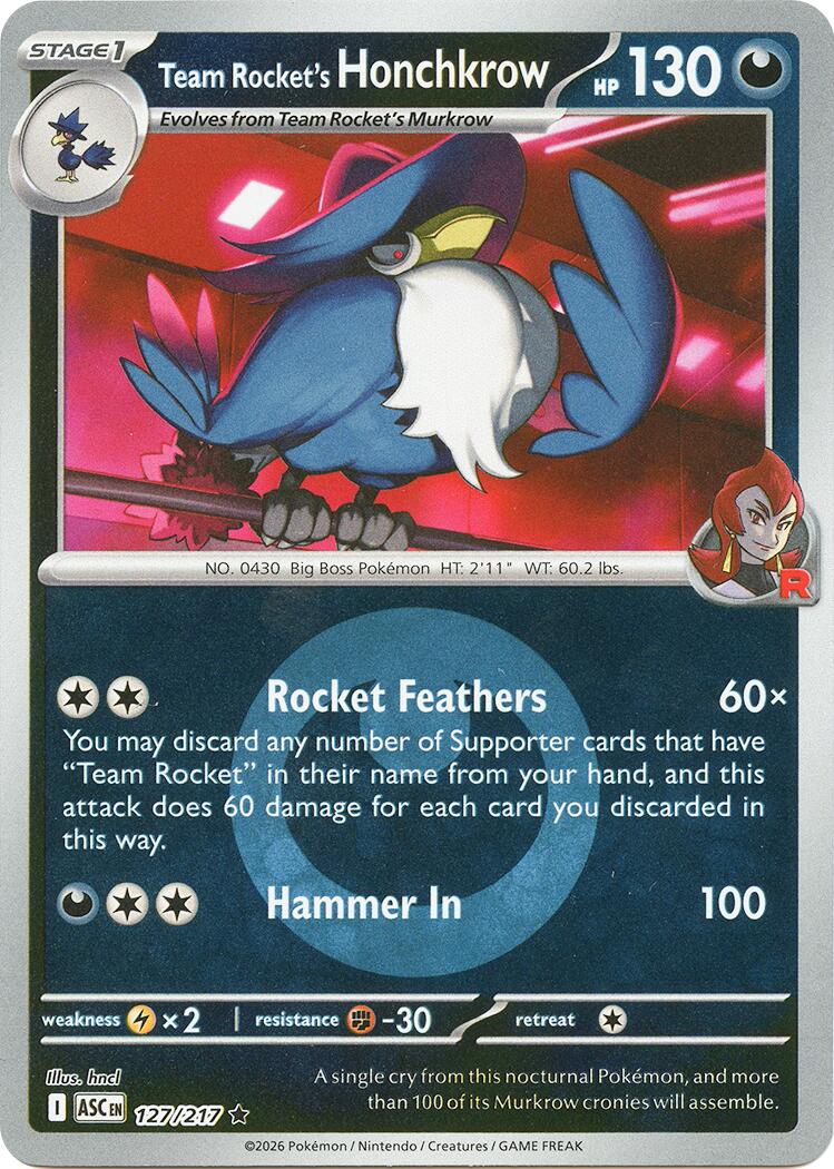 Team Rocket's Honchkrow (127/217) (Energy Symbol Pattern) [Mega Evolution: Ascended Heroes] | Tabernacle Games