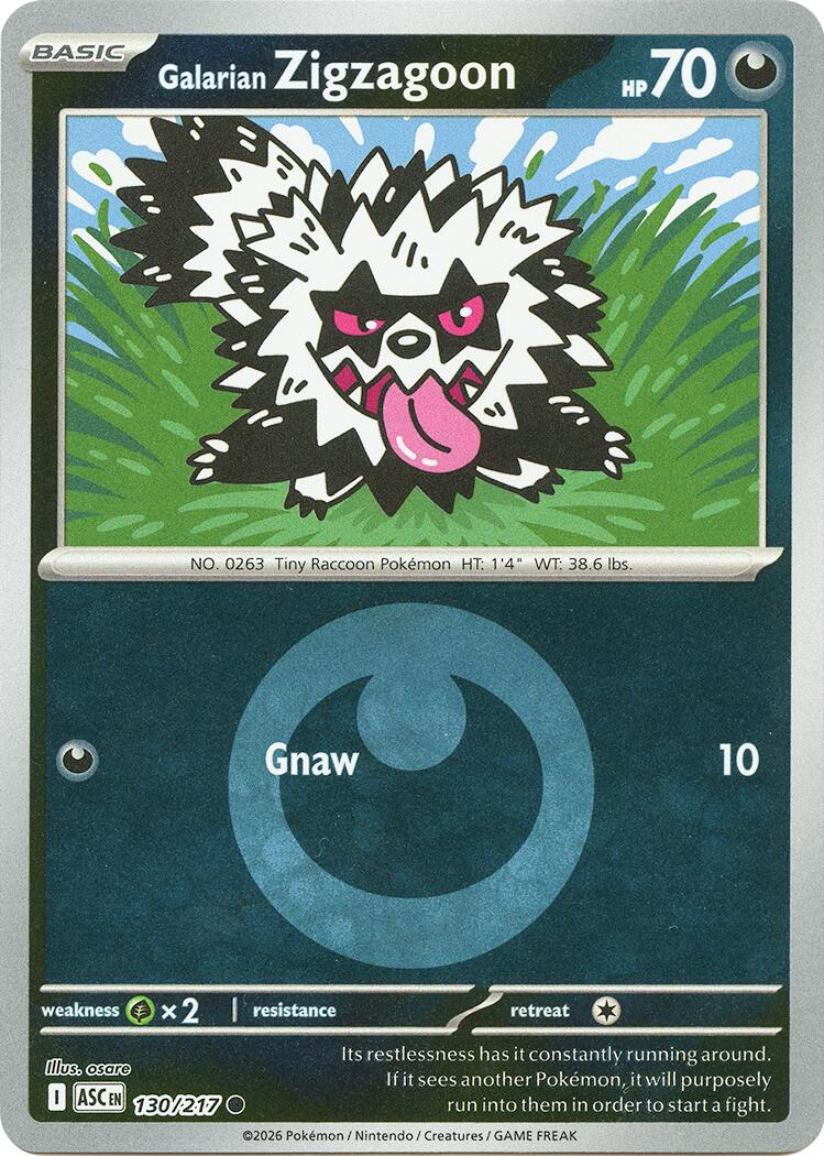 Galarian Zigzagoon (130/217) (Energy Symbol Pattern) [Mega Evolution: Ascended Heroes] | Tabernacle Games