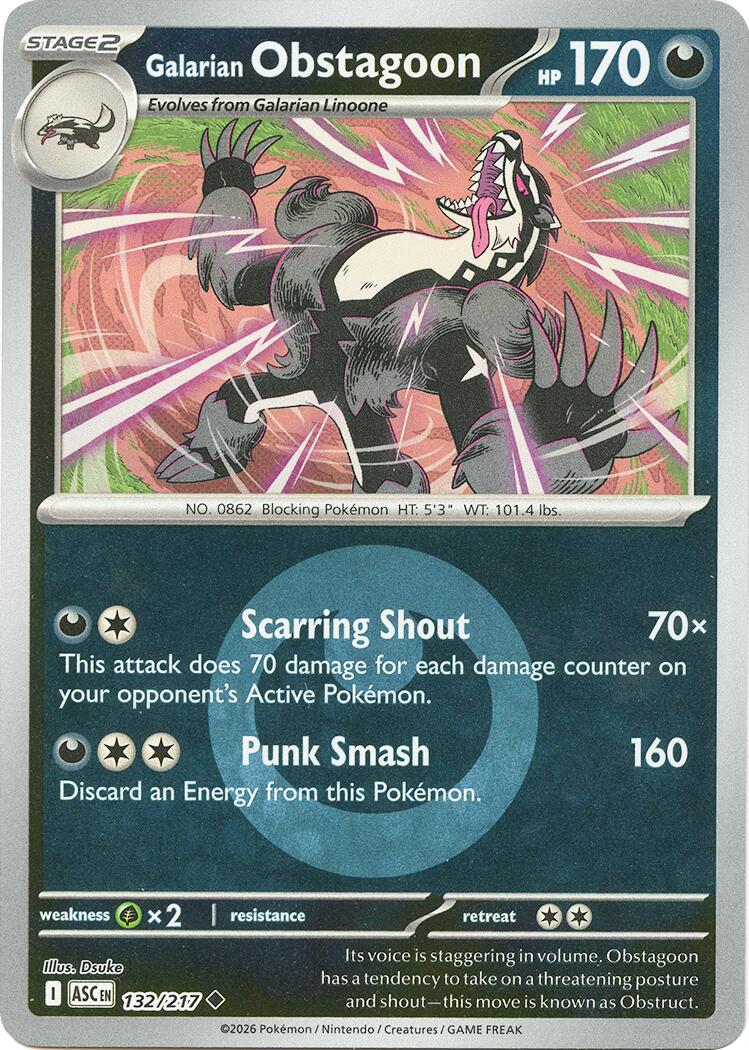 Galarian Obstagoon (132/217) (Energy Symbol Pattern) [Mega Evolution: Ascended Heroes] | Tabernacle Games