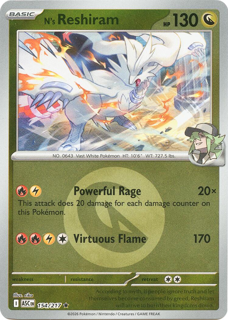 N's Reshiram (154/217) (Energy Symbol Pattern) [Mega Evolution: Ascended Heroes] | Tabernacle Games