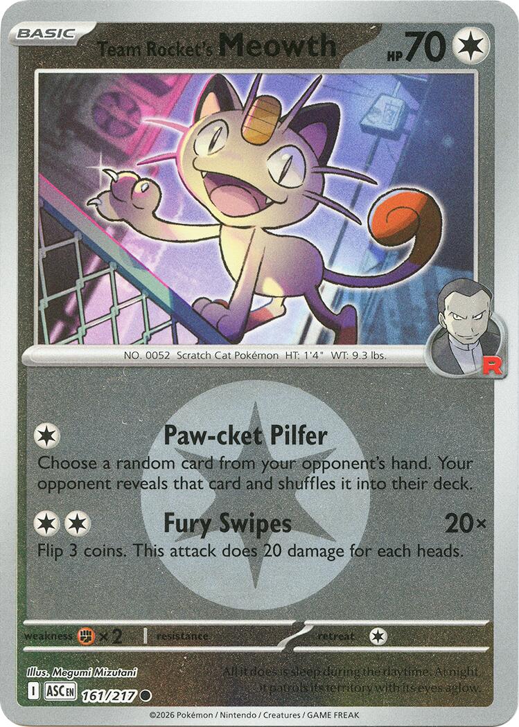 Team Rocket's Meowth (161/217) (Energy Symbol Pattern) [Mega Evolution: Ascended Heroes] | Tabernacle Games