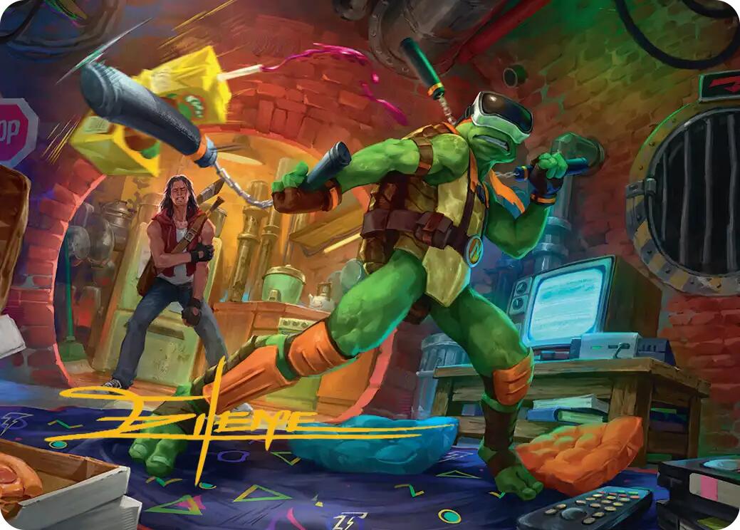 Michelangelo, Game Master Art Card (Gold-Stamped Signature) [Teenage Mutant Ninja Turtles Art Series] | Tabernacle Games