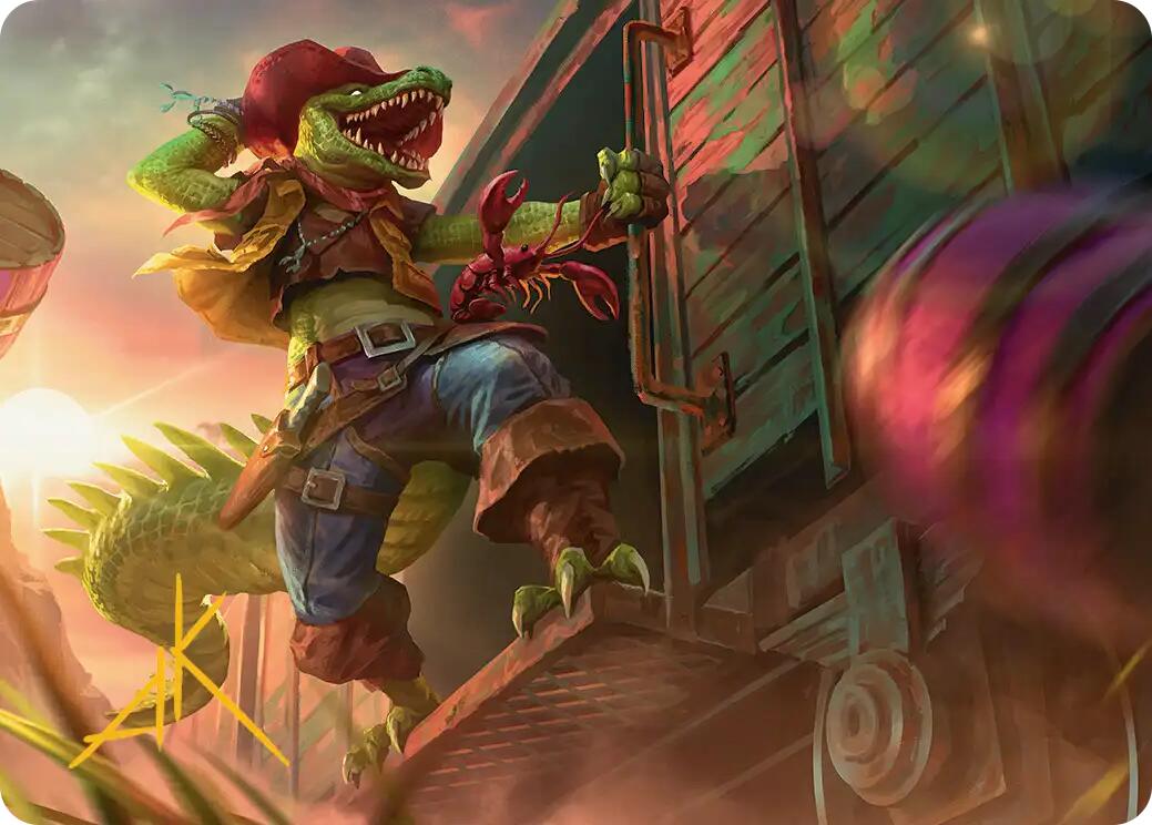 Leatherhead, Iron Gator Art Card (Gold-Stamped Signature) [Teenage Mutant Ninja Turtles Art Series] | Tabernacle Games