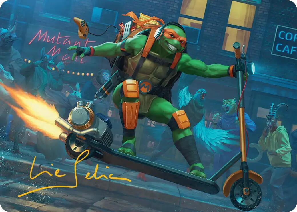 Michelangelo, On the Scene Art Card (Gold-Stamped Signature) [Teenage Mutant Ninja Turtles Art Series] | Tabernacle Games