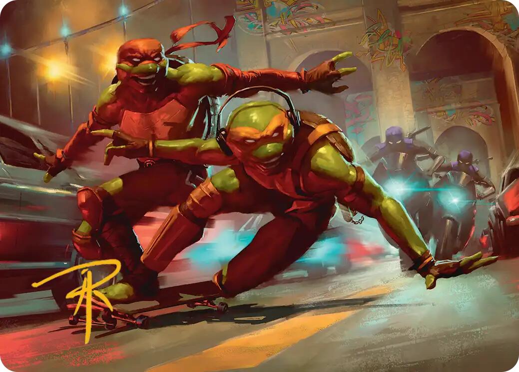 Raph & Mikey, Troublemakers Art Card (Gold-Stamped Signature) [Teenage Mutant Ninja Turtles Art Series] | Tabernacle Games