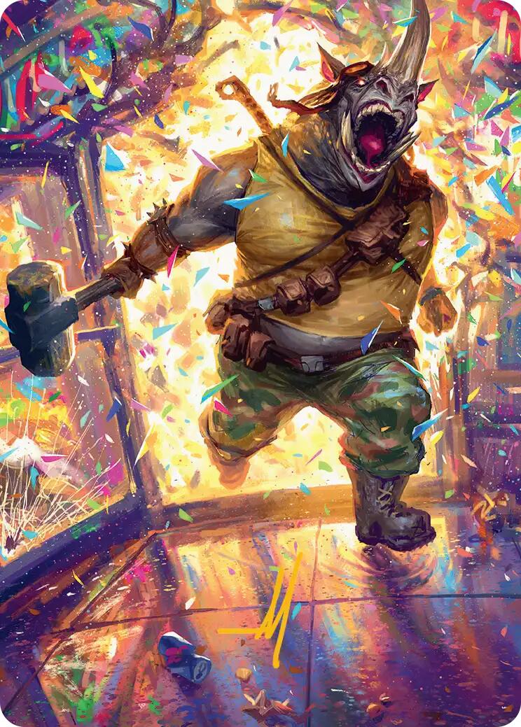 Rocksteady, Rowdy Rhino Art Card (Gold-Stamped Signature) [Teenage Mutant Ninja Turtles Art Series] | Tabernacle Games