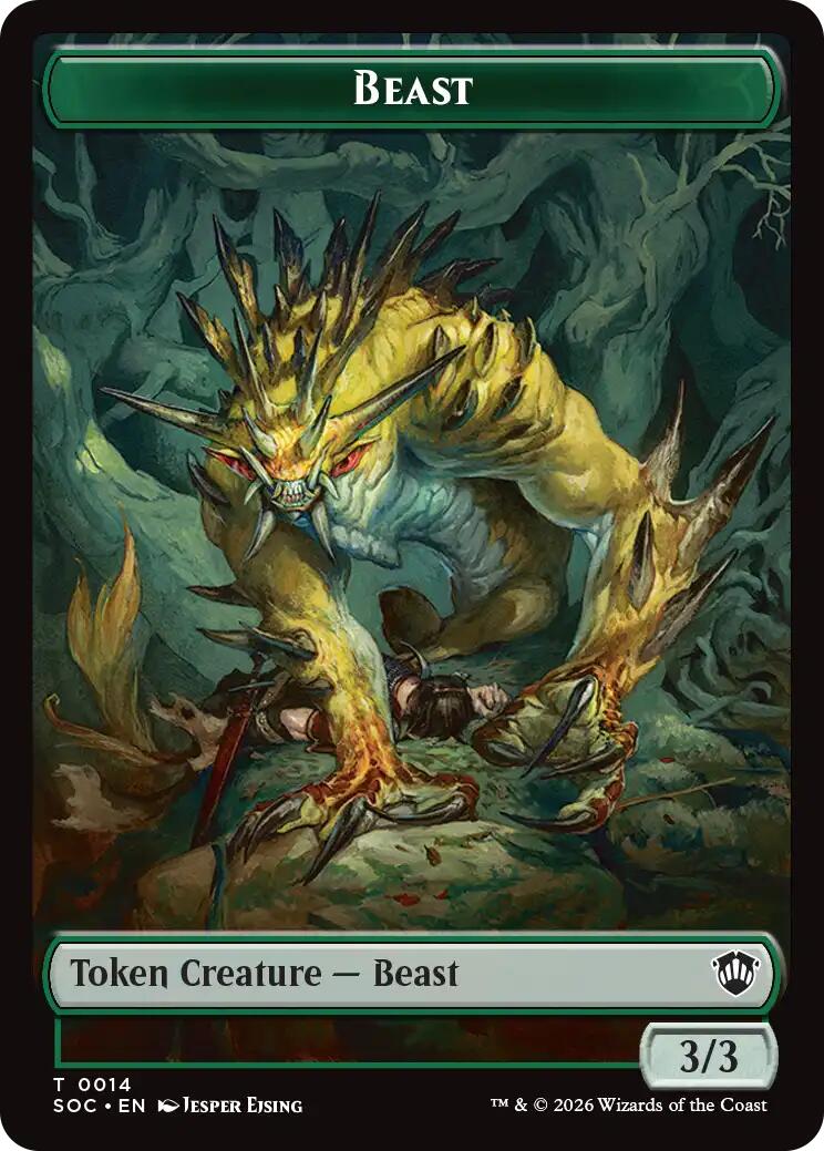 Beast // Fractal (0004) Double-Sided Token [Secrets of Strixhaven Commander Tokens] | Tabernacle Games