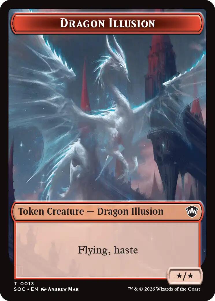 Dragon Illusion // Elemental (0002) Double-Sided Token [Secrets of Strixhaven Commander Tokens] | Tabernacle Games