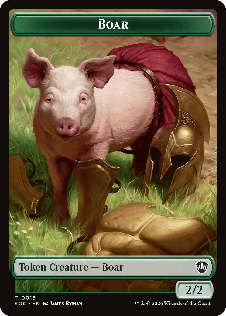 Boar // Fractal (0005) Double-Sided Token [Secrets of Strixhaven Commander Tokens] | Tabernacle Games