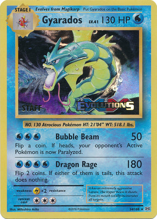 Gyarados (34/108) (XY Evolutions Staff Prerelease) [XY: Black Star Promos] | Tabernacle Games