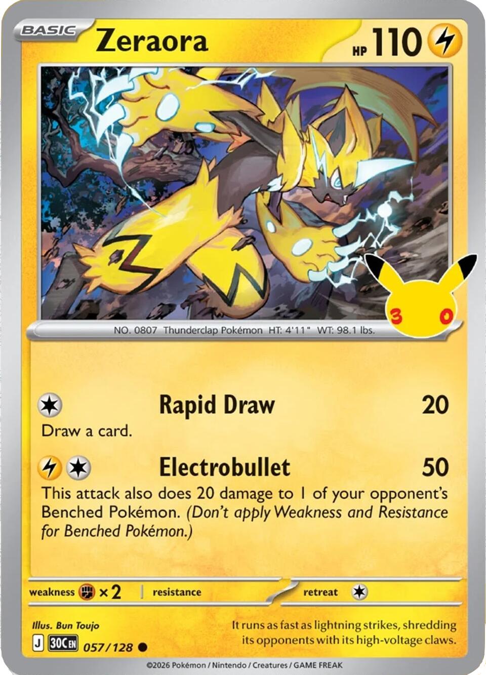 Zeraora (057/128) [Mega Evolution: 30th Celebration] | Tabernacle Games