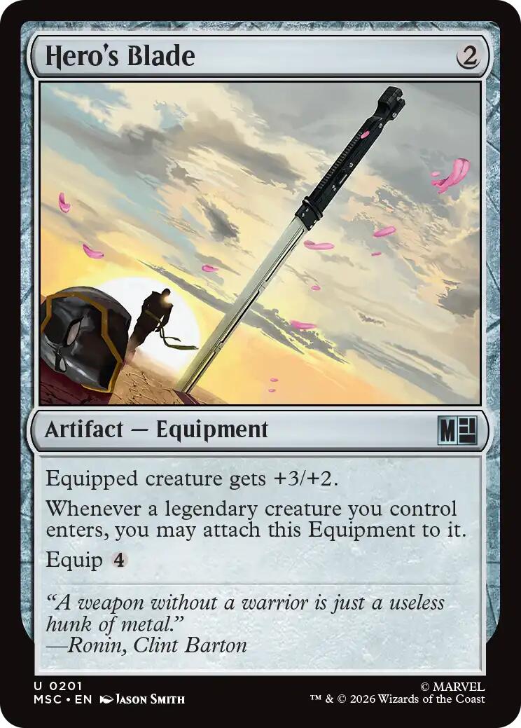 Hero's Blade (Surge Foil) [Marvel Super Heroes Commander] | Tabernacle Games