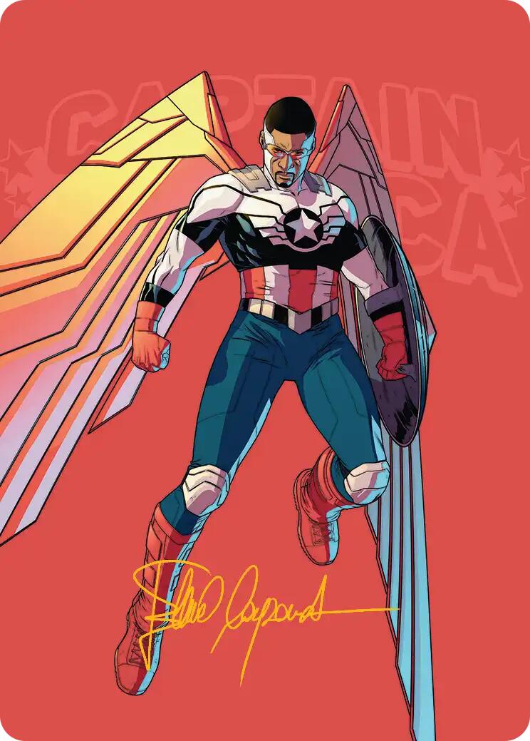 Captain America, Wings of Freedom Art Card (22/45) (Gold-Stamped Signature) [Marvel Super Heroes Art Series] | Tabernacle Games