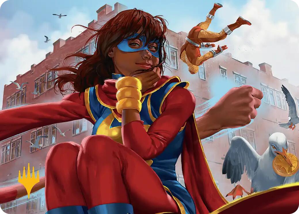Ms. Marvel, Kamala Khan Art Card (Gold-Stamped Planeswalker Symbol) [Marvel Super Heroes Art Series] | Tabernacle Games