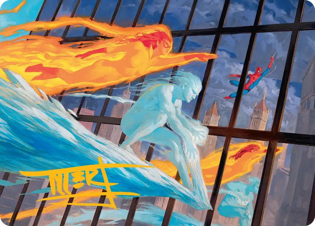 Iceman and Firestar Art Card (Gold-Stamped Signature) [Marvel Super Heroes Art Series] | Tabernacle Games