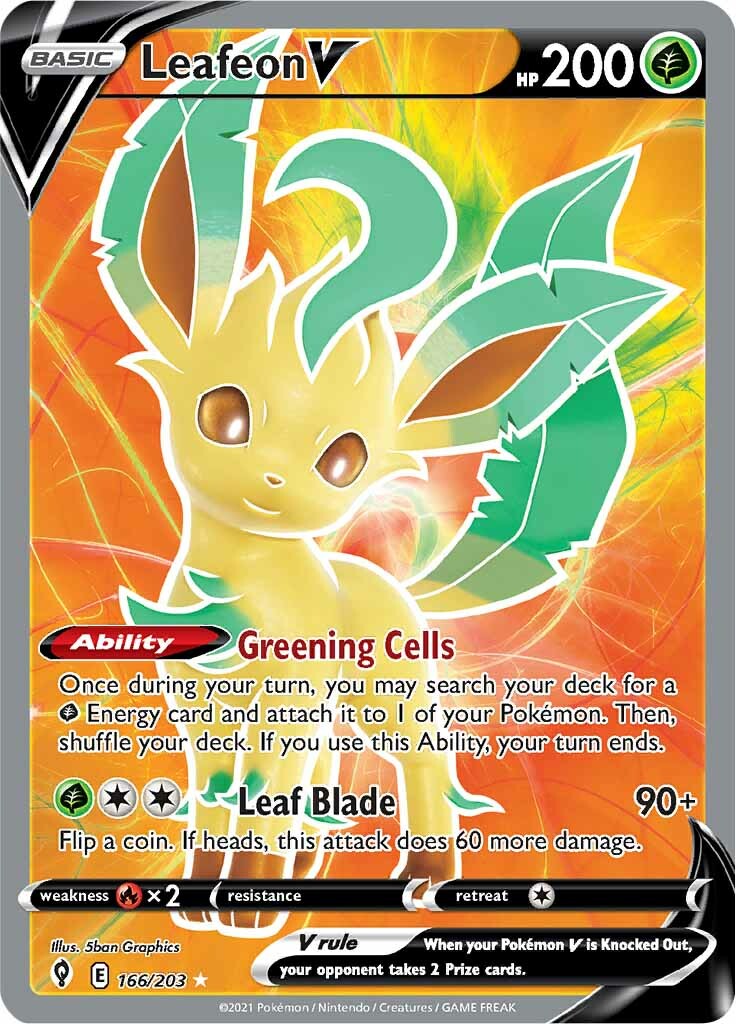 Leafeon V (166/203) [Sword & Shield: Evolving Skies] | Tabernacle Games