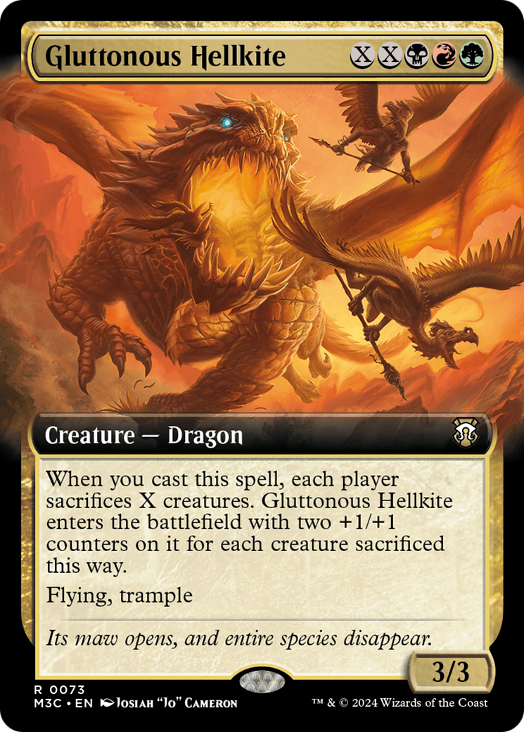 Gluttonous Hellkite (Extended Art) (Ripple Foil) [Modern Horizons 3 Commander] | Tabernacle Games