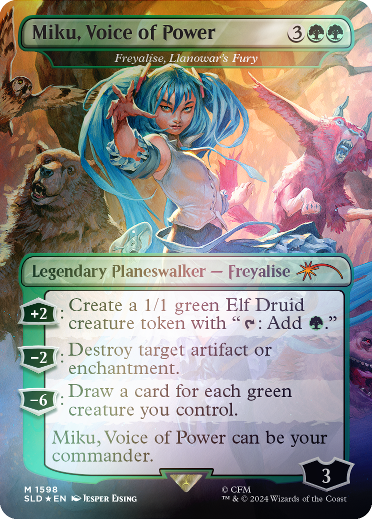 Miku, Voice of Power - Freyalise, Llanowar's Fury (Rainbow Foil) [Secret Lair Drop Series] | Tabernacle Games