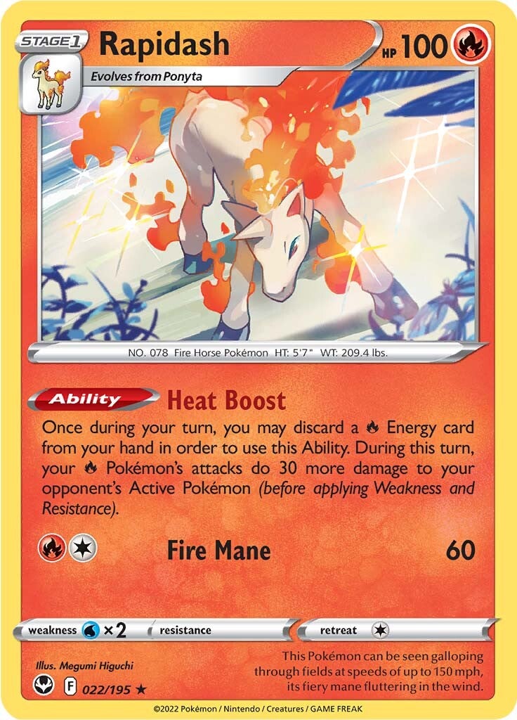 Rapidash (022/195) (Theme Deck Exclusive) [Sword & Shield: Silver Tempest] | Tabernacle Games